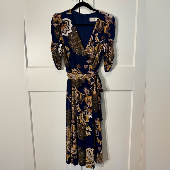 Wrap Dress, Mid-Length, Flattering, Perfect for Fall, Size 8, Nordstrom, Navy - Picture 2 of 4